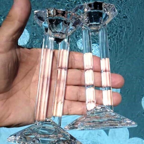 A Pair of Fabulous Marc Aurel 24% Lead Crystal Bleikristall Candle Holders - Picture 1 of 10